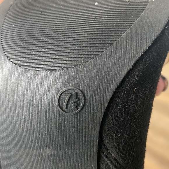 BLACK SUEDE OVER THE KNEE PEEP TOE BOOTS WITH CHUNKY HEEL SZ 7.5 - Picture 12 of 12